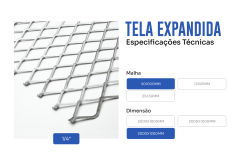 TELA EXPANDIDA AÇO CARBONO 50X100MM 2000X1200 1/4