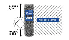 TELA ALAMBRADO MALHA 10 FIO 12 ALTURA 2,00M