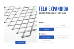 TELA EXPANDIDA AÇO CARBONO 25X50MM 3000X1000 1/4
